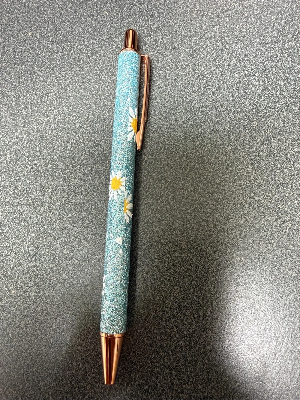 Glitter Daisy Ballpoint Pens - Assorted Colors - Black ink - Set of 6